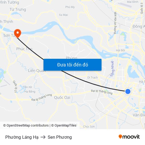 Phường Láng Hạ to Sen Phương map