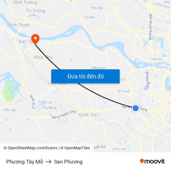 Phường Tây Mỗ to Sen Phương map