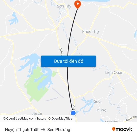 Huyện Thạch Thất to Sen Phương map