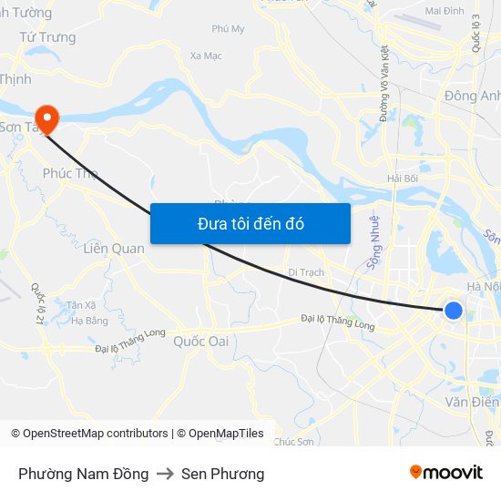 Phường Nam Đồng to Sen Phương map