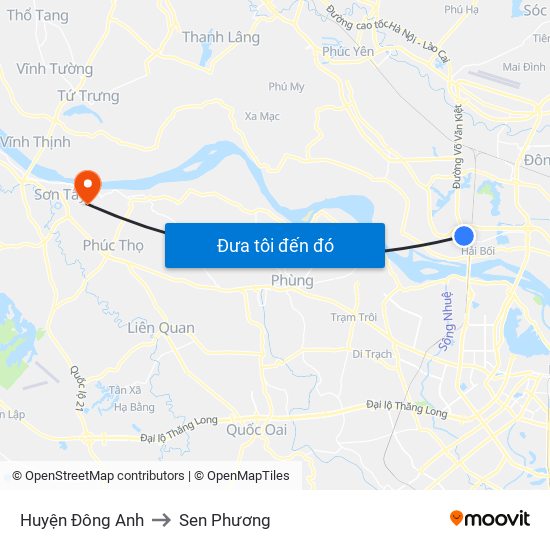 Huyện Đông Anh to Sen Phương map