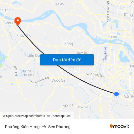 Phường Kiến Hưng to Sen Phương map