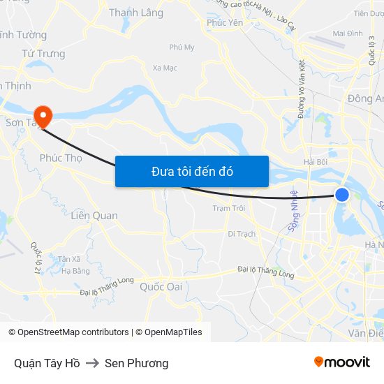 Quận Tây Hồ to Sen Phương map