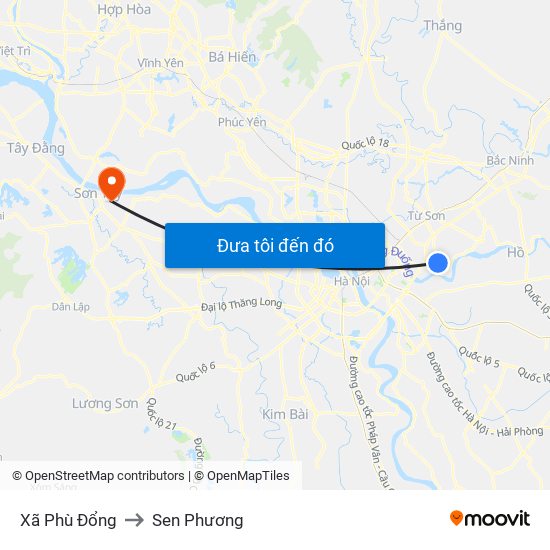 Xã Phù Đổng to Sen Phương map