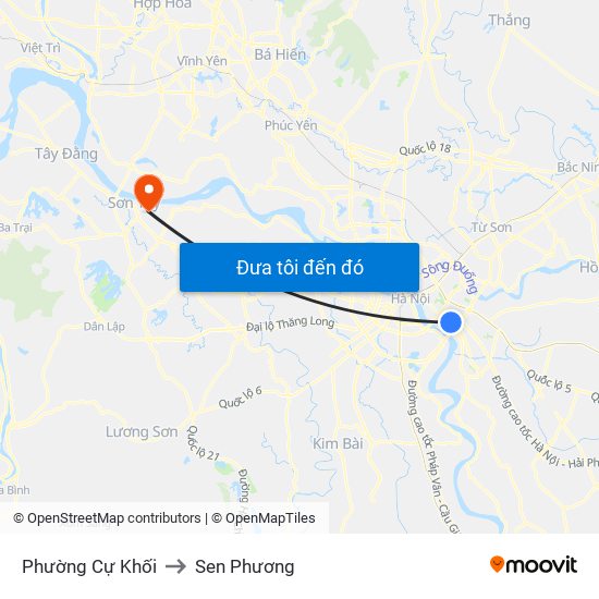 Phường Cự Khối to Sen Phương map