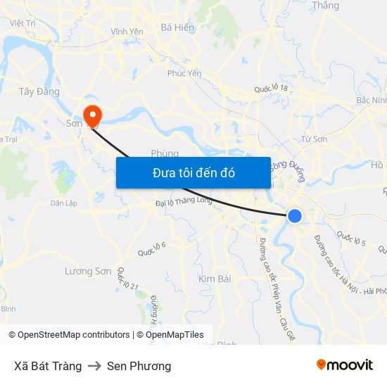 Xã Bát Tràng to Sen Phương map