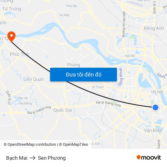 Bạch Mai to Sen Phương map