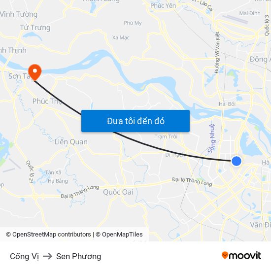 Cống Vị to Sen Phương map