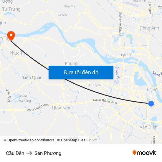 Cầu Dền to Sen Phương map