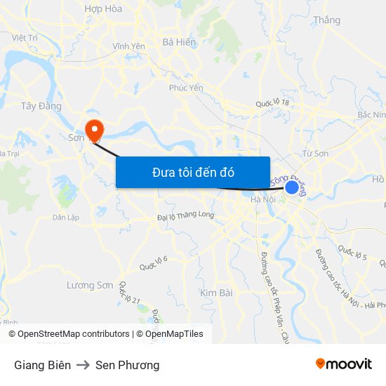 Giang Biên to Sen Phương map