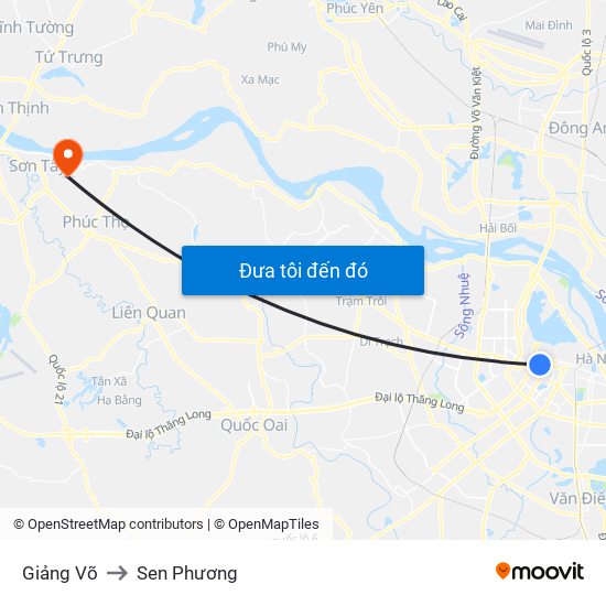 Giảng Võ to Sen Phương map