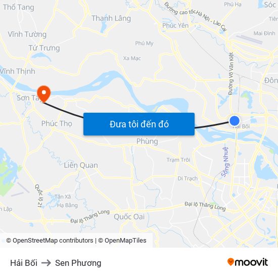 Hải Bối to Sen Phương map