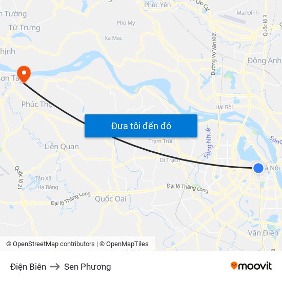 Điện Biên to Sen Phương map