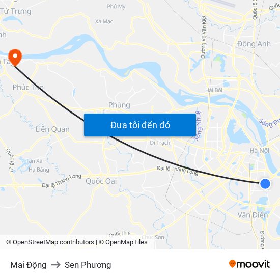 Mai Động to Sen Phương map