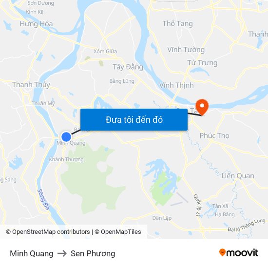 Minh Quang to Sen Phương map