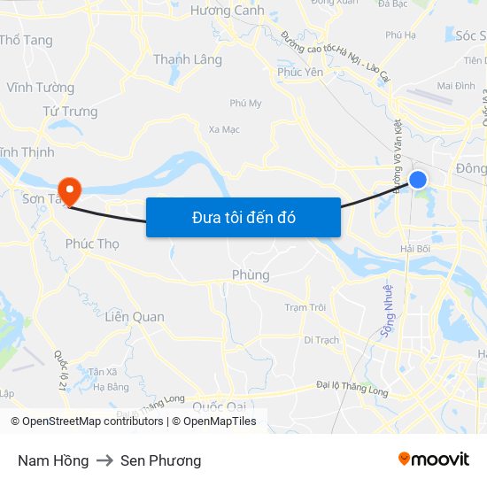 Nam Hồng to Sen Phương map