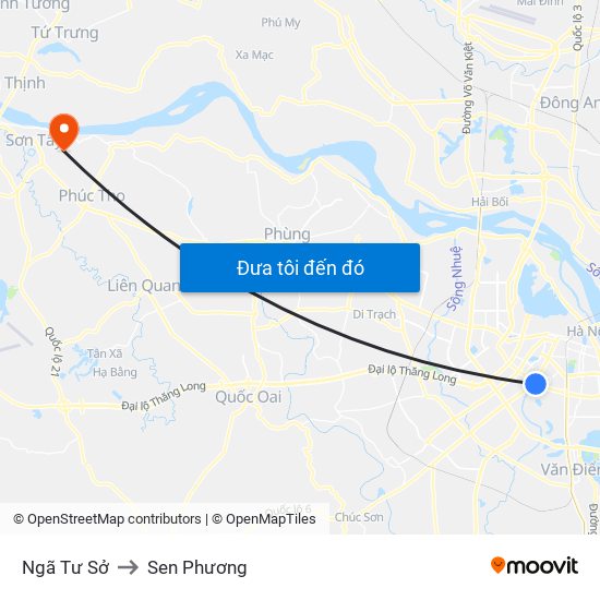 Ngã Tư Sở to Sen Phương map