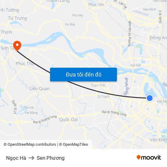 Ngọc Hà to Sen Phương map