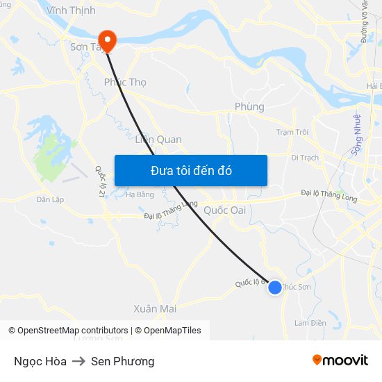 Ngọc Hòa to Sen Phương map