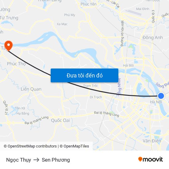 Ngọc Thụy to Sen Phương map