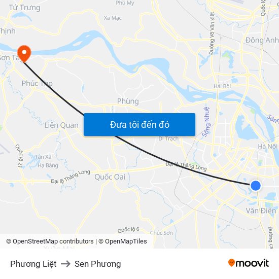 Phương Liệt to Sen Phương map