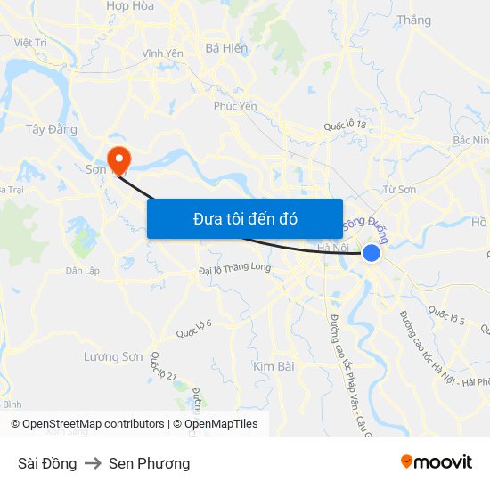 Sài Đồng to Sen Phương map