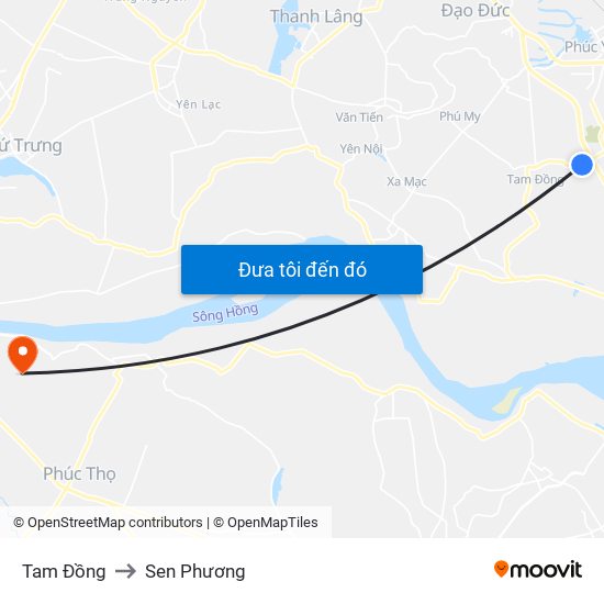 Tam Đồng to Sen Phương map