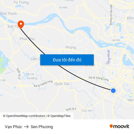 Vạn Phúc to Sen Phương map