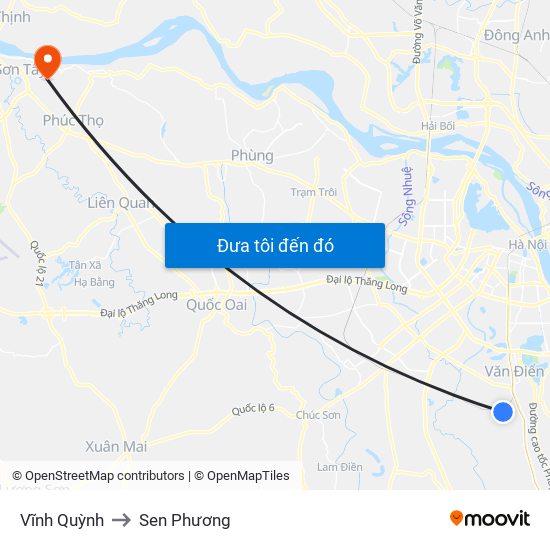 Vĩnh Quỳnh to Sen Phương map