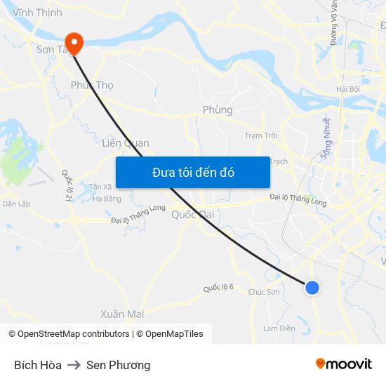 Bích Hòa to Sen Phương map