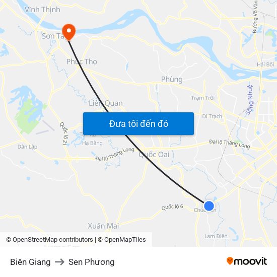 Biên Giang to Sen Phương map