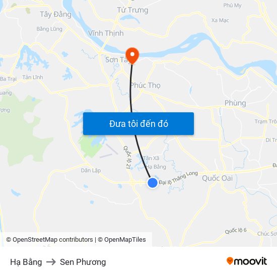 Hạ Bằng to Sen Phương map