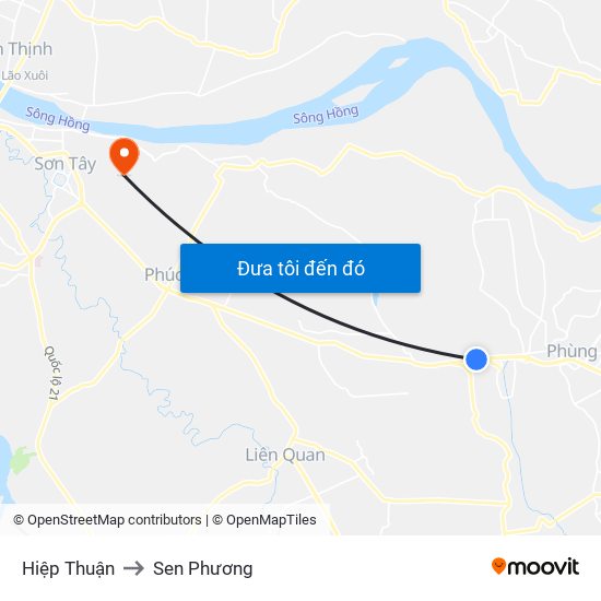 Hiệp Thuận to Sen Phương map