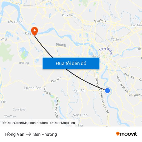 Hồng Vân to Sen Phương map