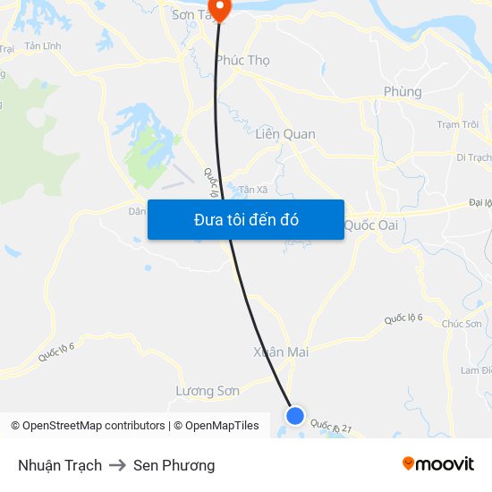 Nhuận Trạch to Sen Phương map