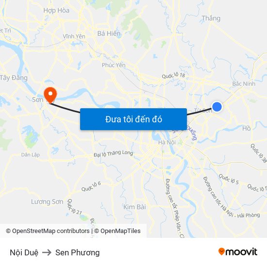 Nội Duệ to Sen Phương map