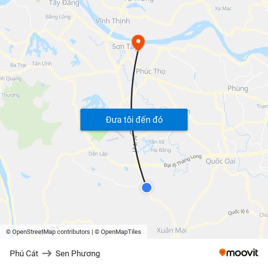 Phú Cát to Sen Phương map