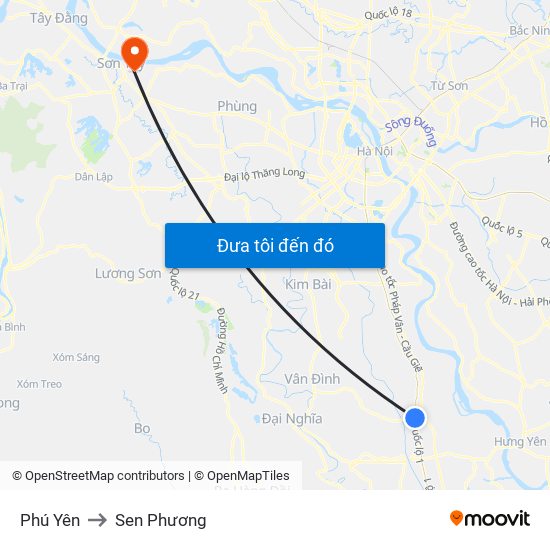 Phú Yên to Sen Phương map