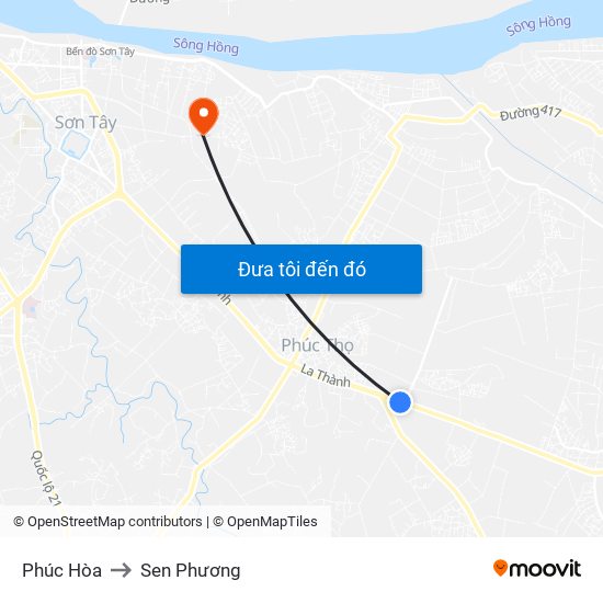 Phúc Hòa to Sen Phương map