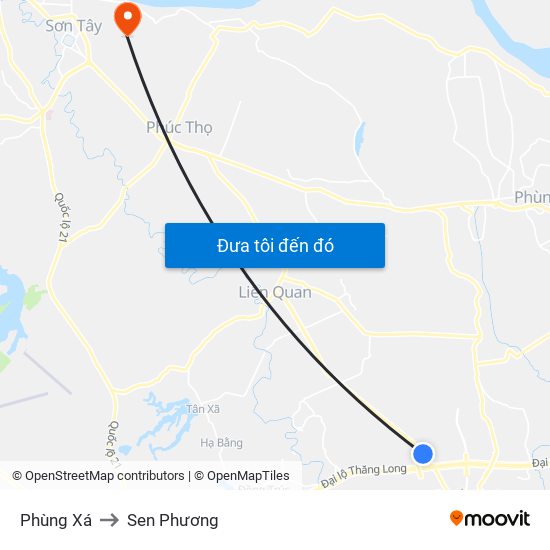 Phùng Xá to Sen Phương map