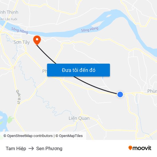 Tam Hiệp to Sen Phương map