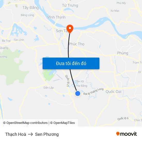 Thạch Hoà to Sen Phương map