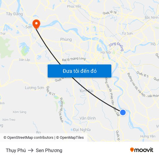 Thụy Phú to Sen Phương map