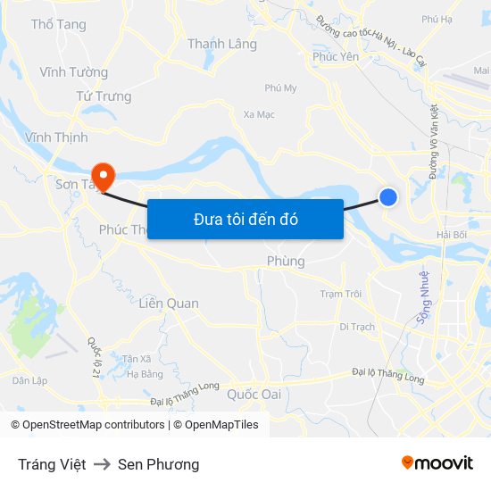 Tráng Việt to Sen Phương map