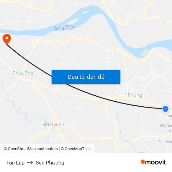 Tân Lập to Sen Phương map