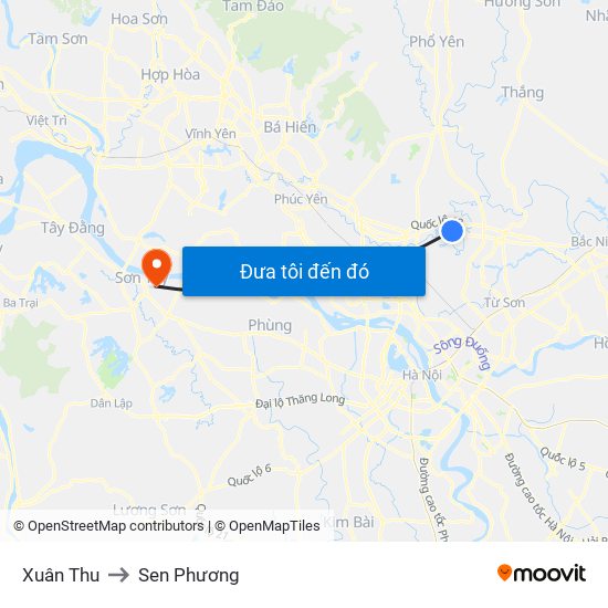 Xuân Thu to Sen Phương map