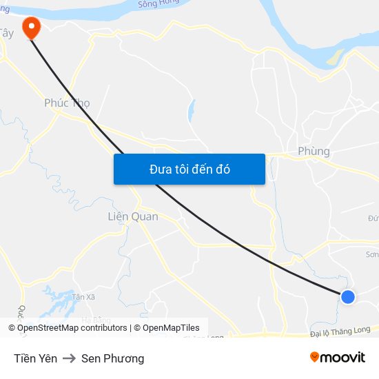 Tiền Yên to Sen Phương map