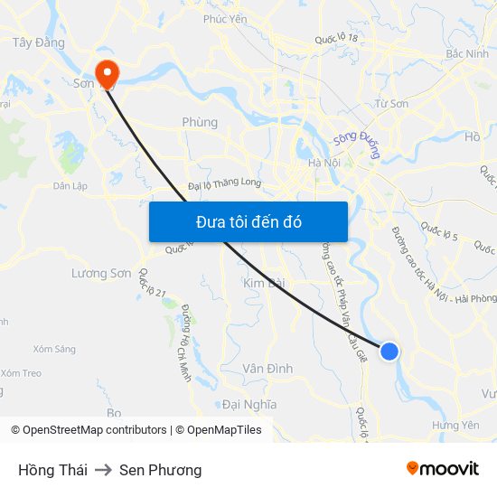 Hồng Thái to Sen Phương map