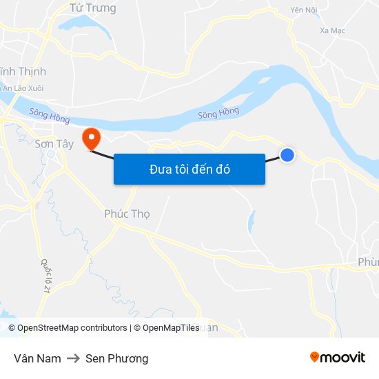 Vân Nam to Sen Phương map