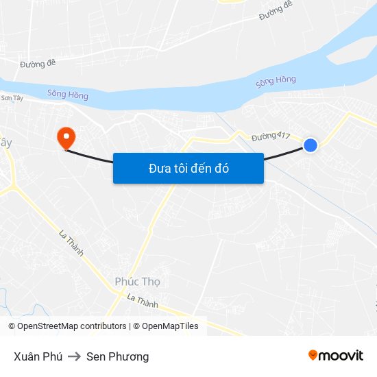 Xuân Phú to Sen Phương map